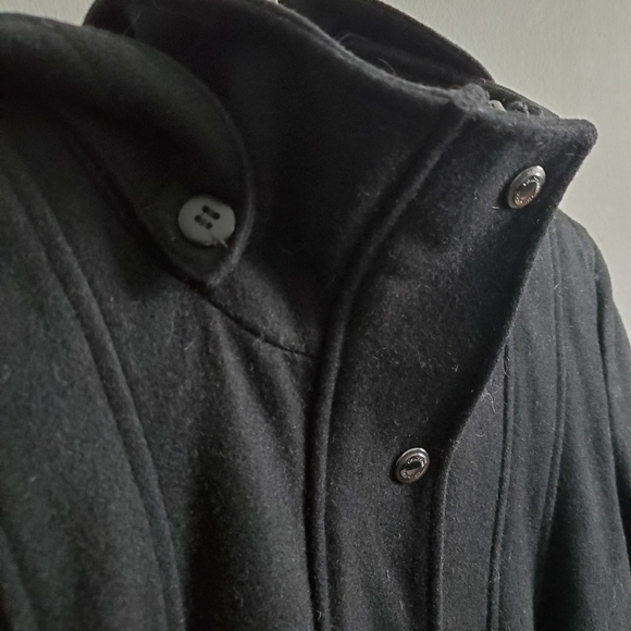 Calvin Klein Black Pea Coat Wool - Picture 4 of 16